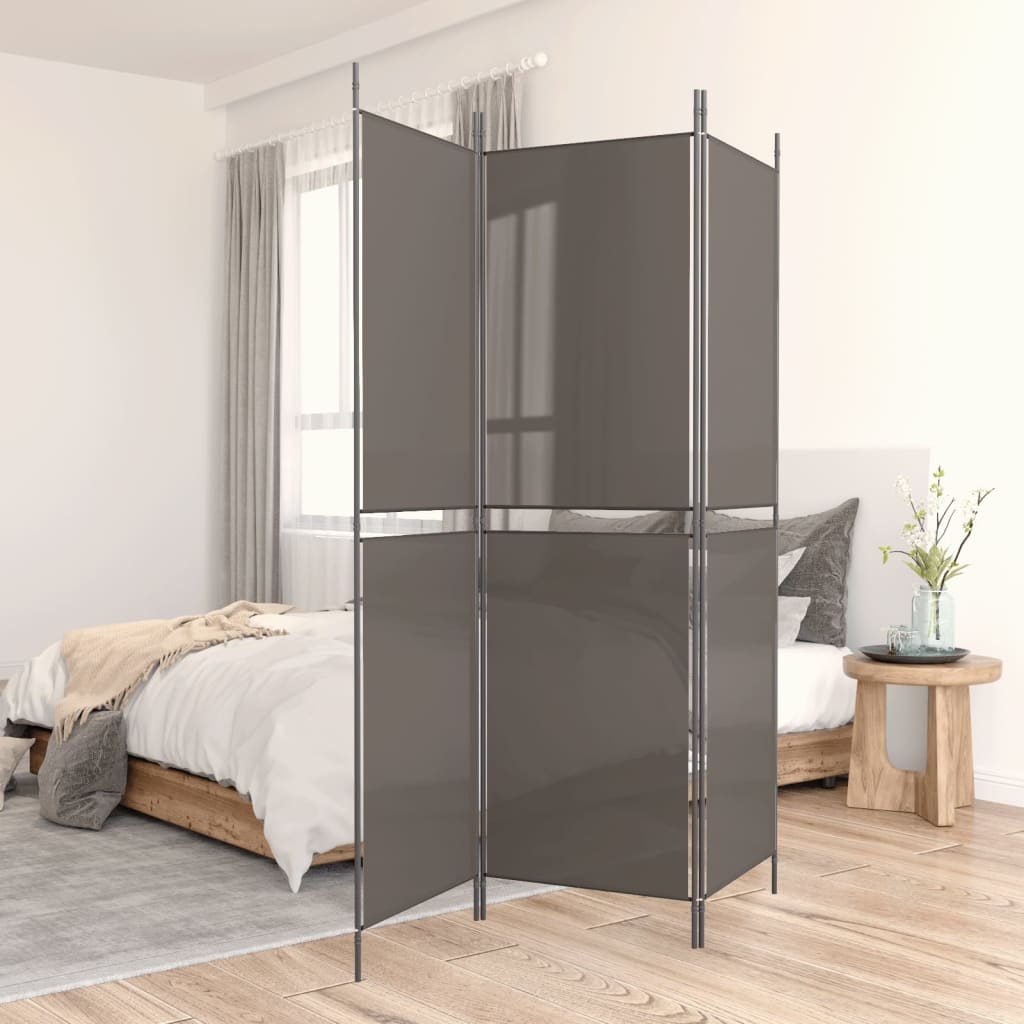 Kamerscherm met 3 panelen 150x180 cm stof antracietkleurig is nu te koop bij PeponiXL, paradijselijk wonen!