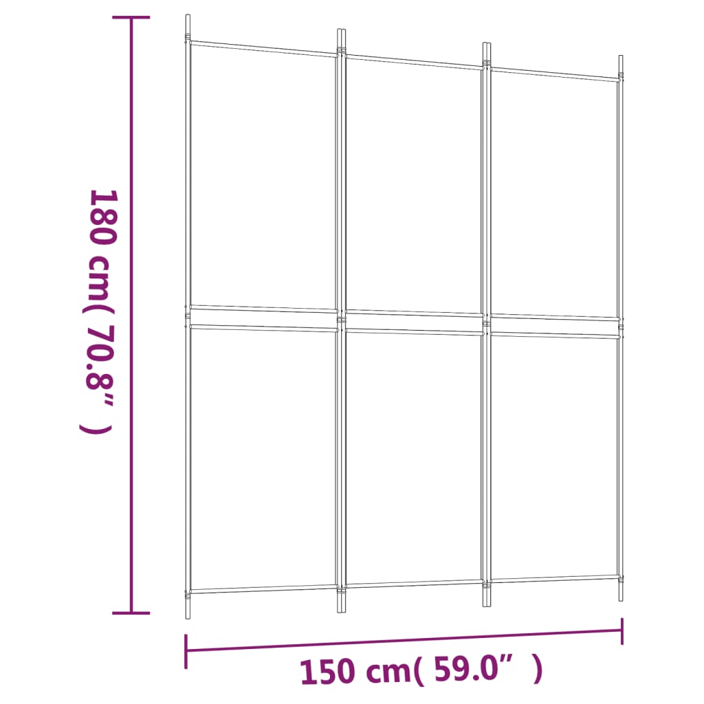 Kamerscherm met 3 panelen 150x180 cm stof zwart is nu te koop bij PeponiXL, paradijselijk wonen!