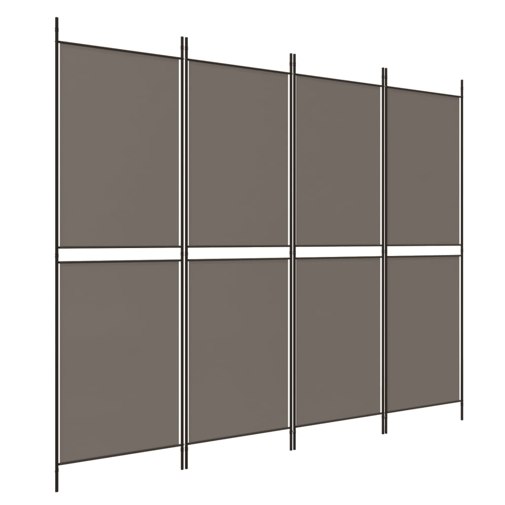 Kamerscherm met 4 panelen 200x180 cm stof antracietkleurig is nu te koop bij PeponiXL, paradijselijk wonen!