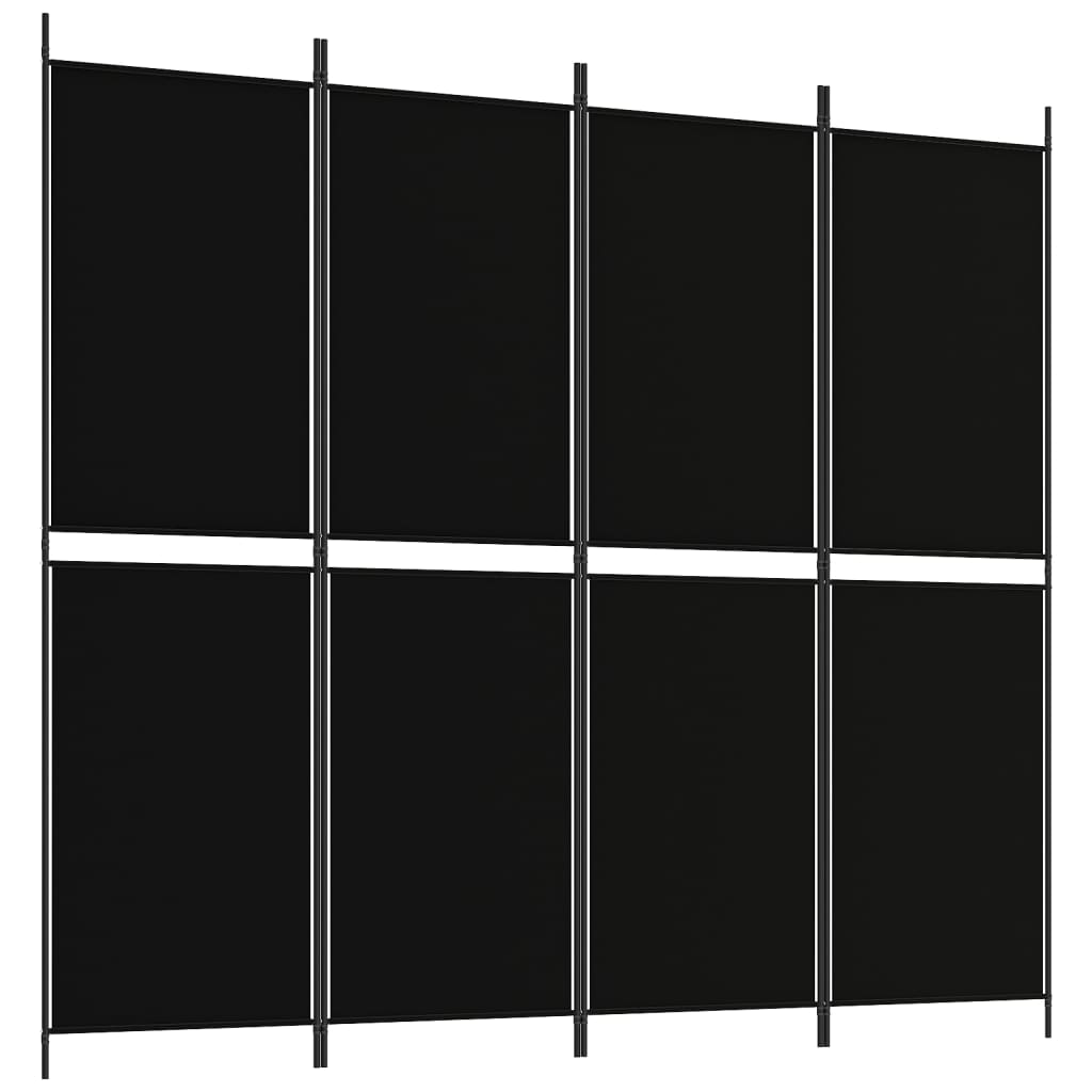 Kamerscherm met 4 panelen 200x180 cm stof zwart is nu te koop bij PeponiXL, paradijselijk wonen!
