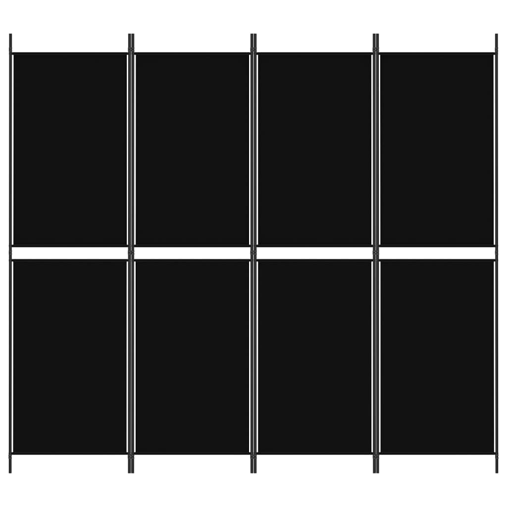 Kamerscherm met 4 panelen 200x180 cm stof zwart is nu te koop bij PeponiXL, paradijselijk wonen!