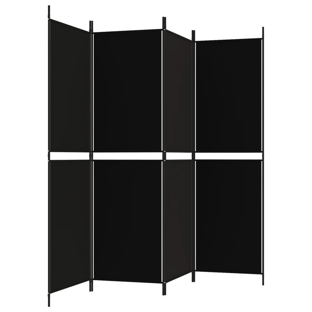 Kamerscherm met 4 panelen 200x180 cm stof zwart is nu te koop bij PeponiXL, paradijselijk wonen!