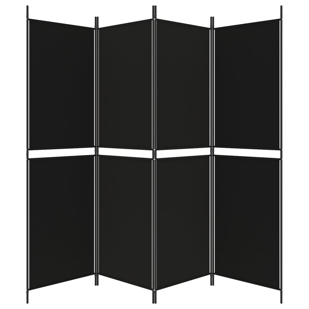 Kamerscherm met 4 panelen 200x180 cm stof zwart is nu te koop bij PeponiXL, paradijselijk wonen!