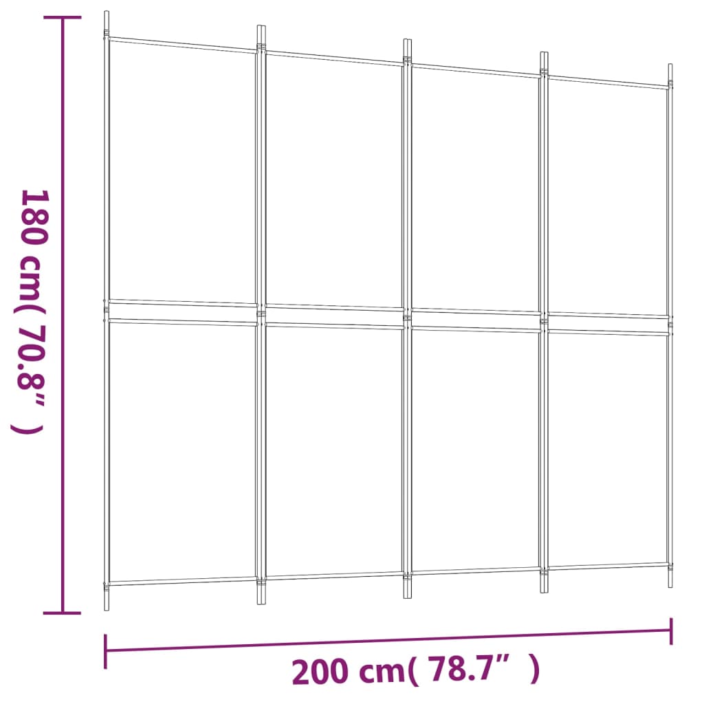 Kamerscherm met 4 panelen 200x180 cm stof zwart is nu te koop bij PeponiXL, paradijselijk wonen!