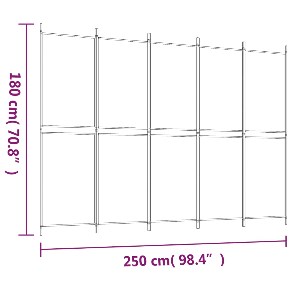 Kamerscherm met 5 panelen 250x180 cm stof wit is nu te koop bij PeponiXL, paradijselijk wonen!