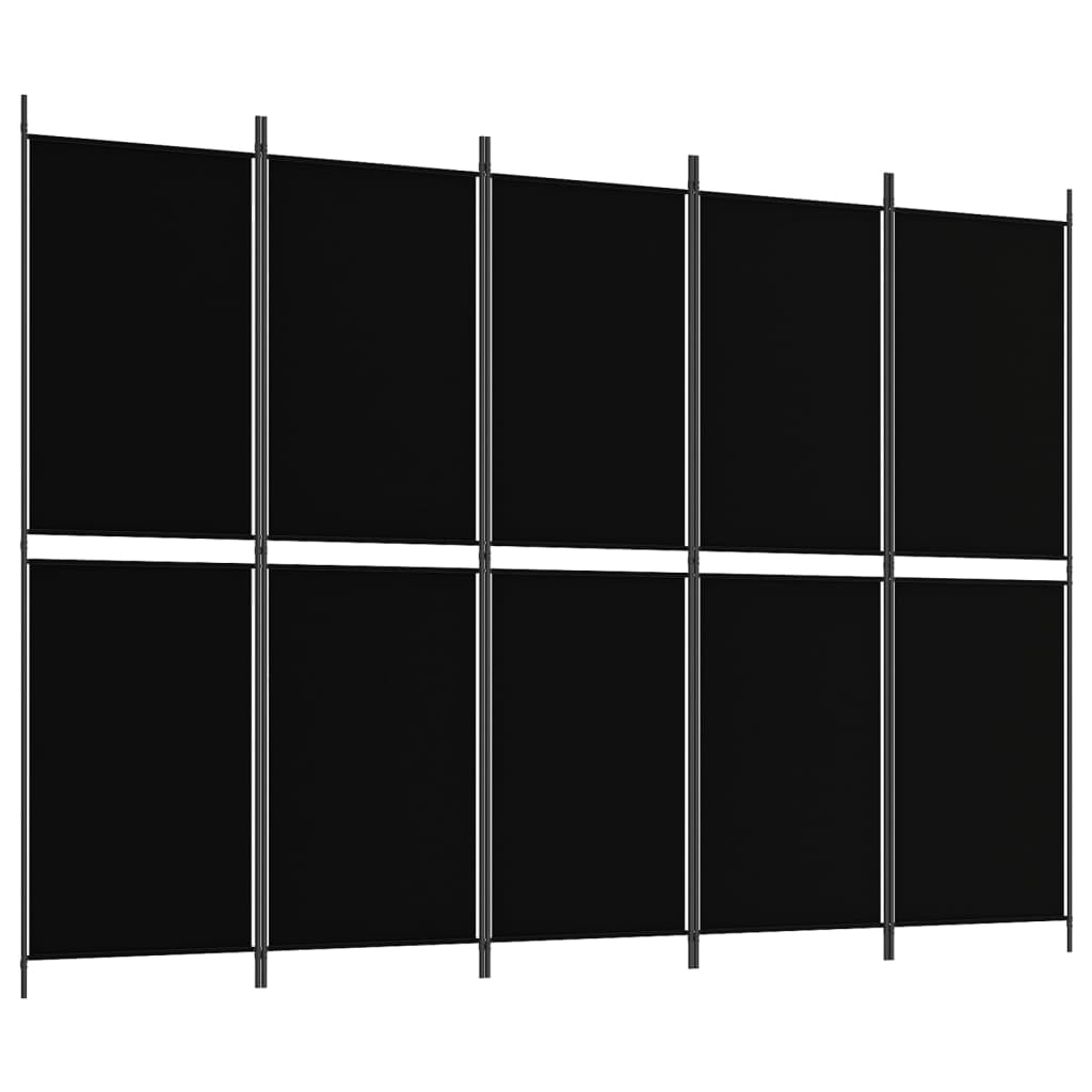 Kamerscherm met 5 panelen 250x180 cm stof zwart is nu te koop bij PeponiXL, paradijselijk wonen!