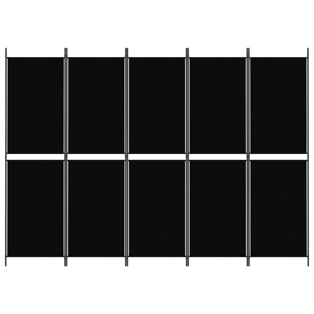 Kamerscherm met 5 panelen 250x180 cm stof zwart is nu te koop bij PeponiXL, paradijselijk wonen!