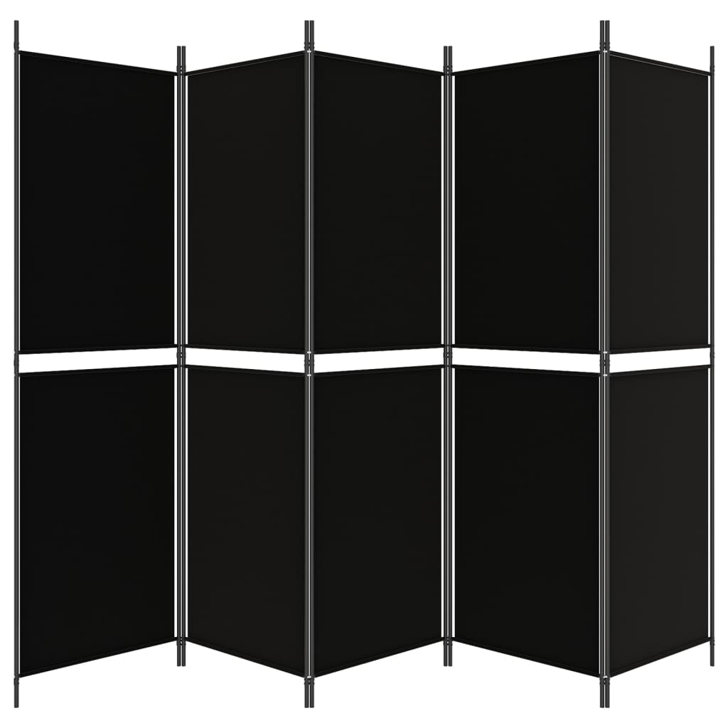 Kamerscherm met 5 panelen 250x180 cm stof zwart is nu te koop bij PeponiXL, paradijselijk wonen!