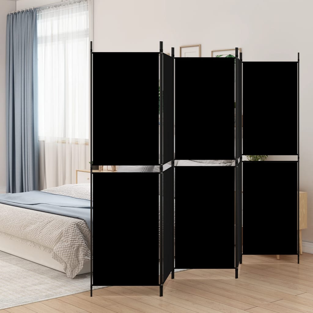 Kamerscherm met 5 panelen 250x180 cm stof zwart is nu te koop bij PeponiXL, paradijselijk wonen!