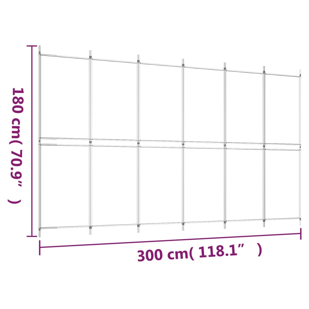 Kamerscherm met 6 panelen 300x180 cm stof wit is nu te koop bij PeponiXL, paradijselijk wonen!