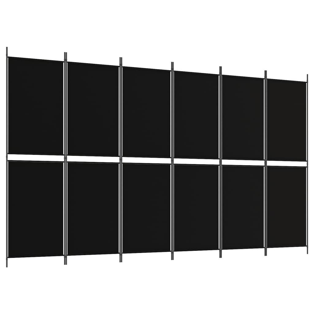 Kamerscherm met 6 panelen 300x180 cm stof zwart is nu te koop bij PeponiXL, paradijselijk wonen!