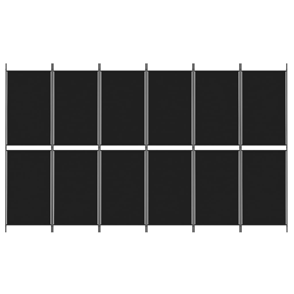Kamerscherm met 6 panelen 300x180 cm stof zwart is nu te koop bij PeponiXL, paradijselijk wonen!