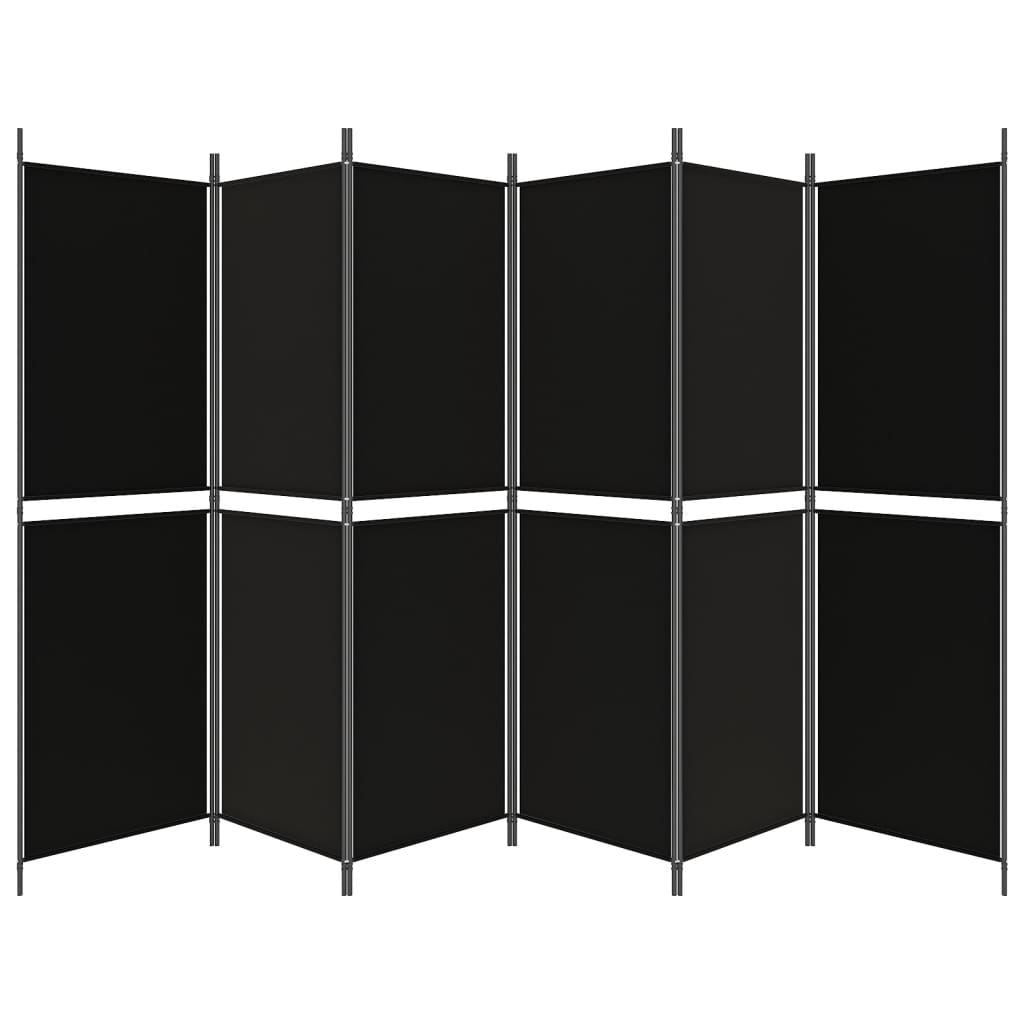 Kamerscherm met 6 panelen 300x180 cm stof zwart is nu te koop bij PeponiXL, paradijselijk wonen!