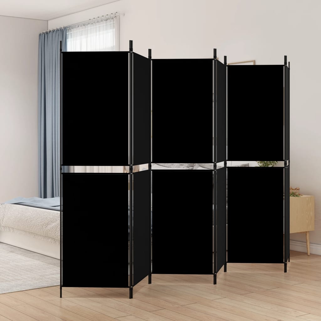 Kamerscherm met 6 panelen 300x180 cm stof zwart is nu te koop bij PeponiXL, paradijselijk wonen!