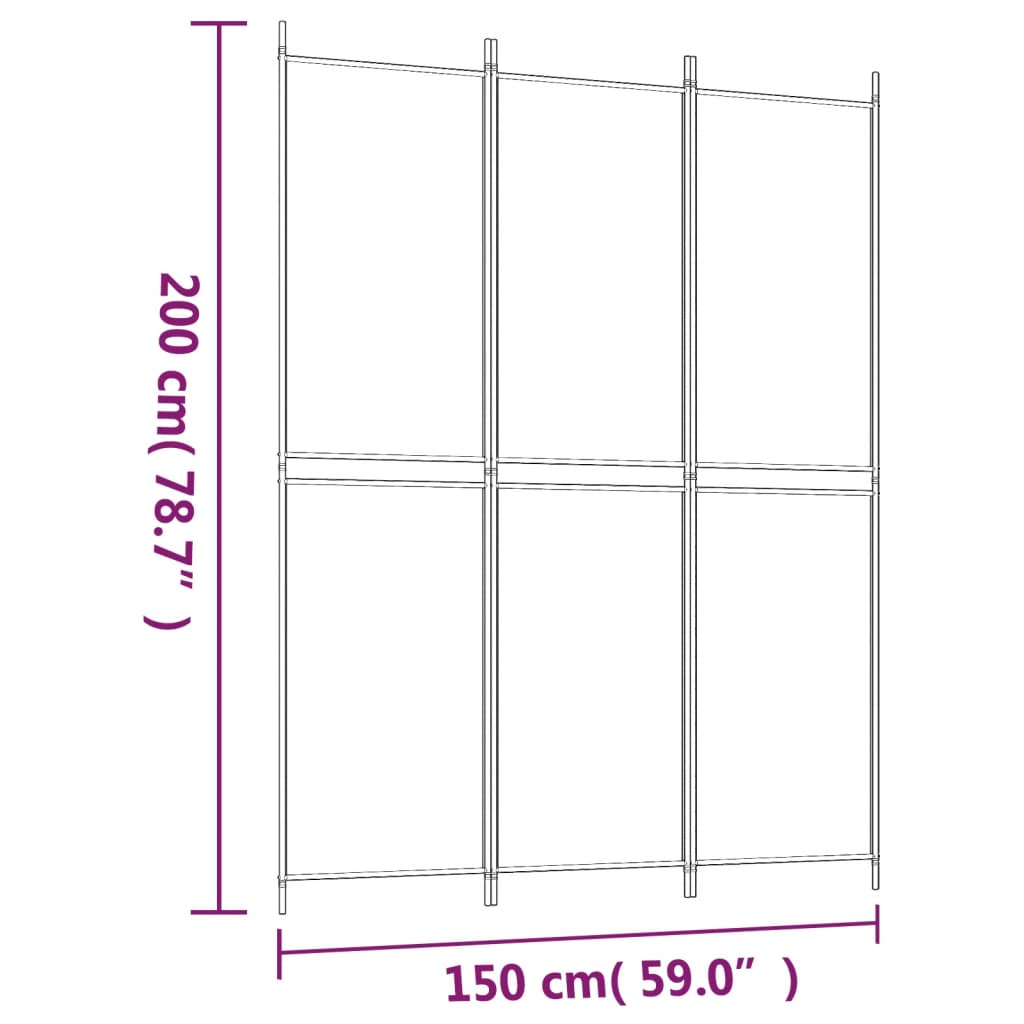 Kamerscherm met 3 panelen 150x200 cm stof antracietkleurig is nu te koop bij PeponiXL, paradijselijk wonen!