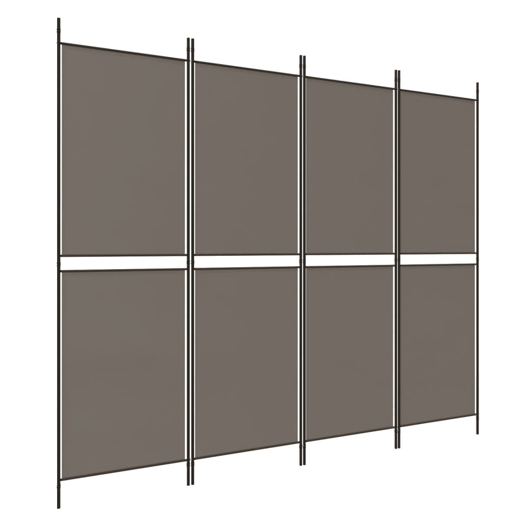 Kamerscherm met 4 panelen 200x200 cm stof antracietkleurig is nu te koop bij PeponiXL, paradijselijk wonen!