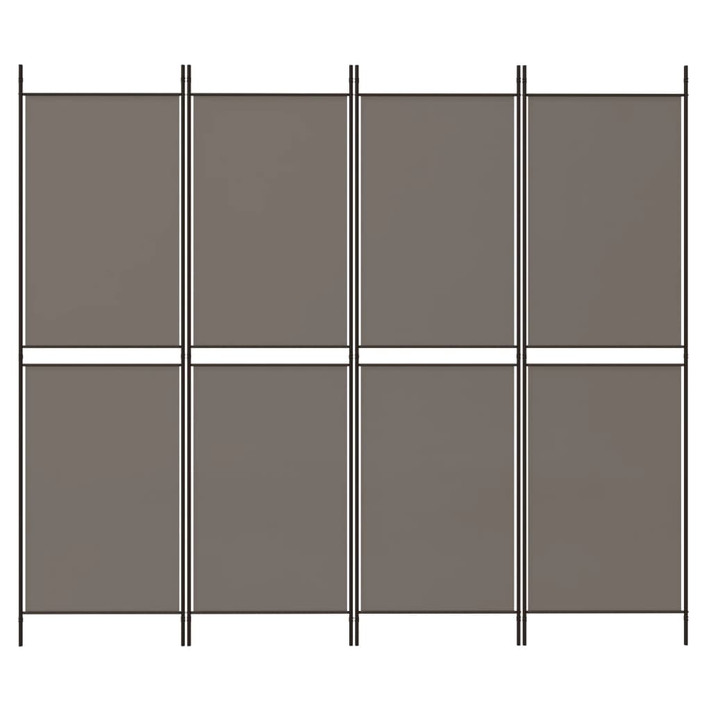 Kamerscherm met 4 panelen 200x200 cm stof antracietkleurig is nu te koop bij PeponiXL, paradijselijk wonen!
