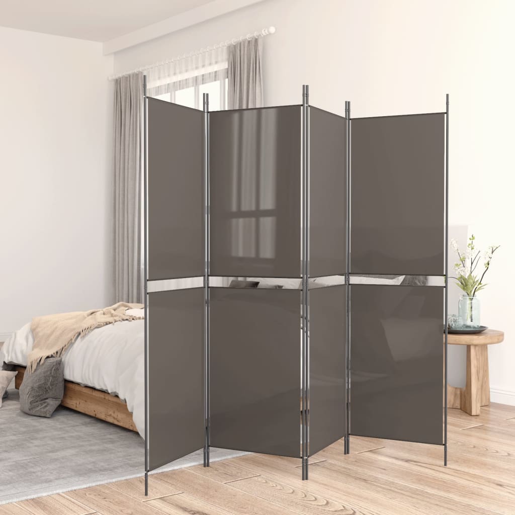 Kamerscherm met 4 panelen 200x200 cm stof antracietkleurig is nu te koop bij PeponiXL, paradijselijk wonen!