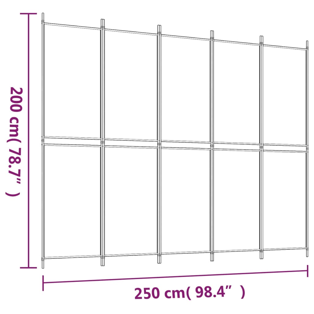Kamerscherm met 5 panelen 250x200 cm stof wit is nu te koop bij PeponiXL, paradijselijk wonen!