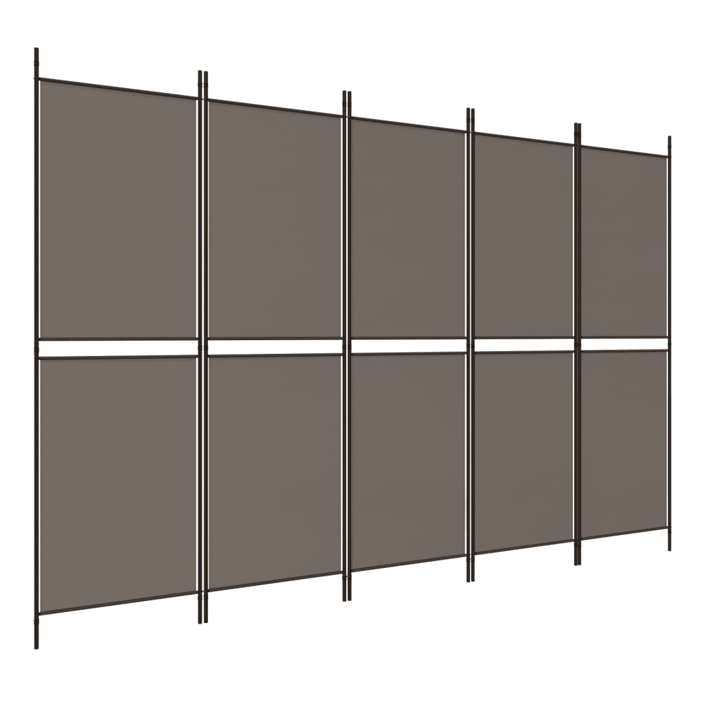 Kamerscherm met 5 panelen 300x200 cm stof antracietkleurig is nu te koop bij PeponiXL, paradijselijk wonen!