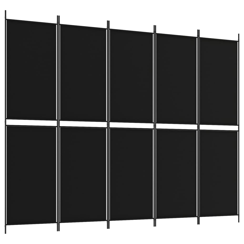 Kamerscherm met 5 panelen 250x200 cm stof zwart is nu te koop bij PeponiXL, paradijselijk wonen!