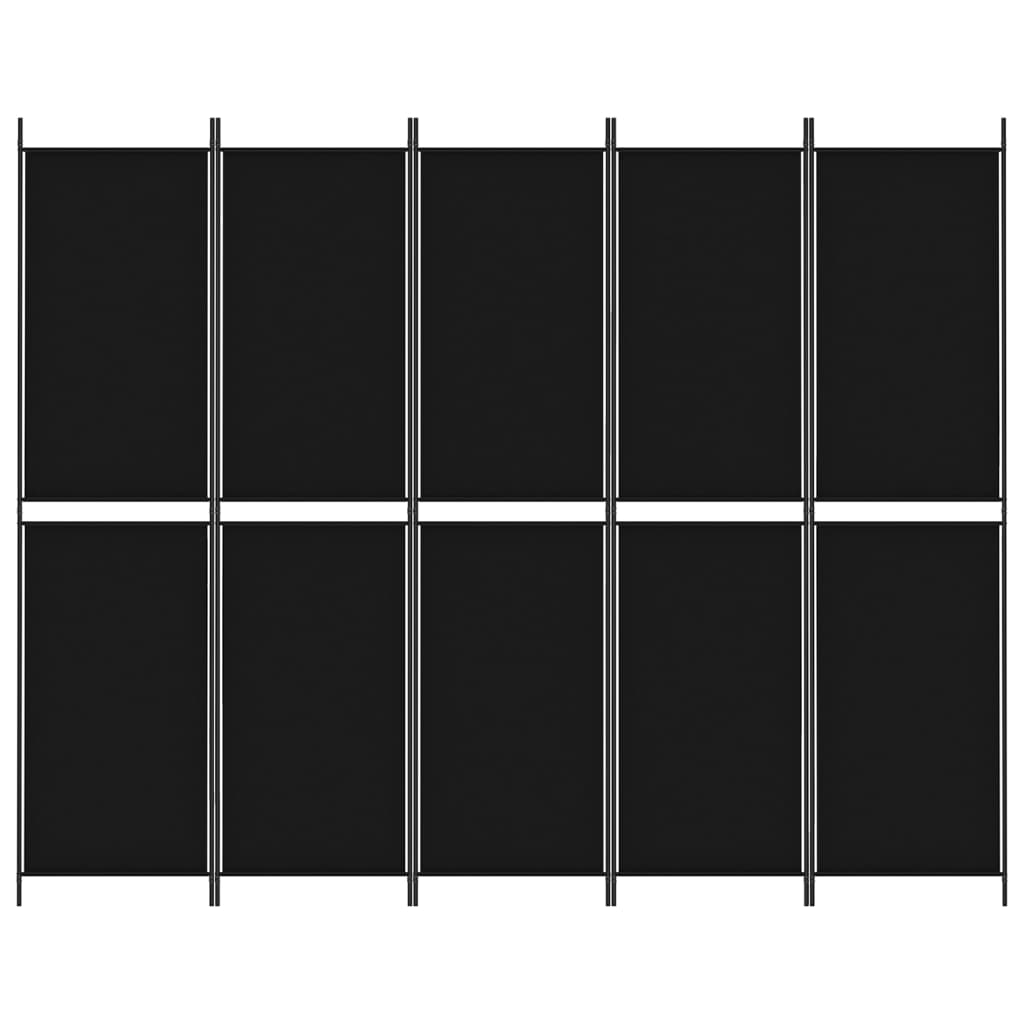 Kamerscherm met 5 panelen 250x200 cm stof zwart is nu te koop bij PeponiXL, paradijselijk wonen!