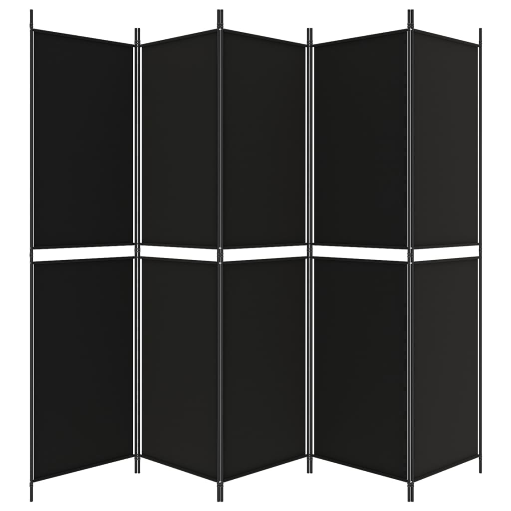Kamerscherm met 5 panelen 250x200 cm stof zwart is nu te koop bij PeponiXL, paradijselijk wonen!