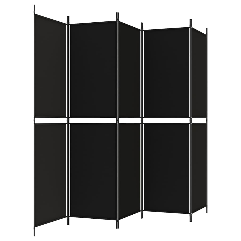Kamerscherm met 5 panelen 250x200 cm stof zwart is nu te koop bij PeponiXL, paradijselijk wonen!