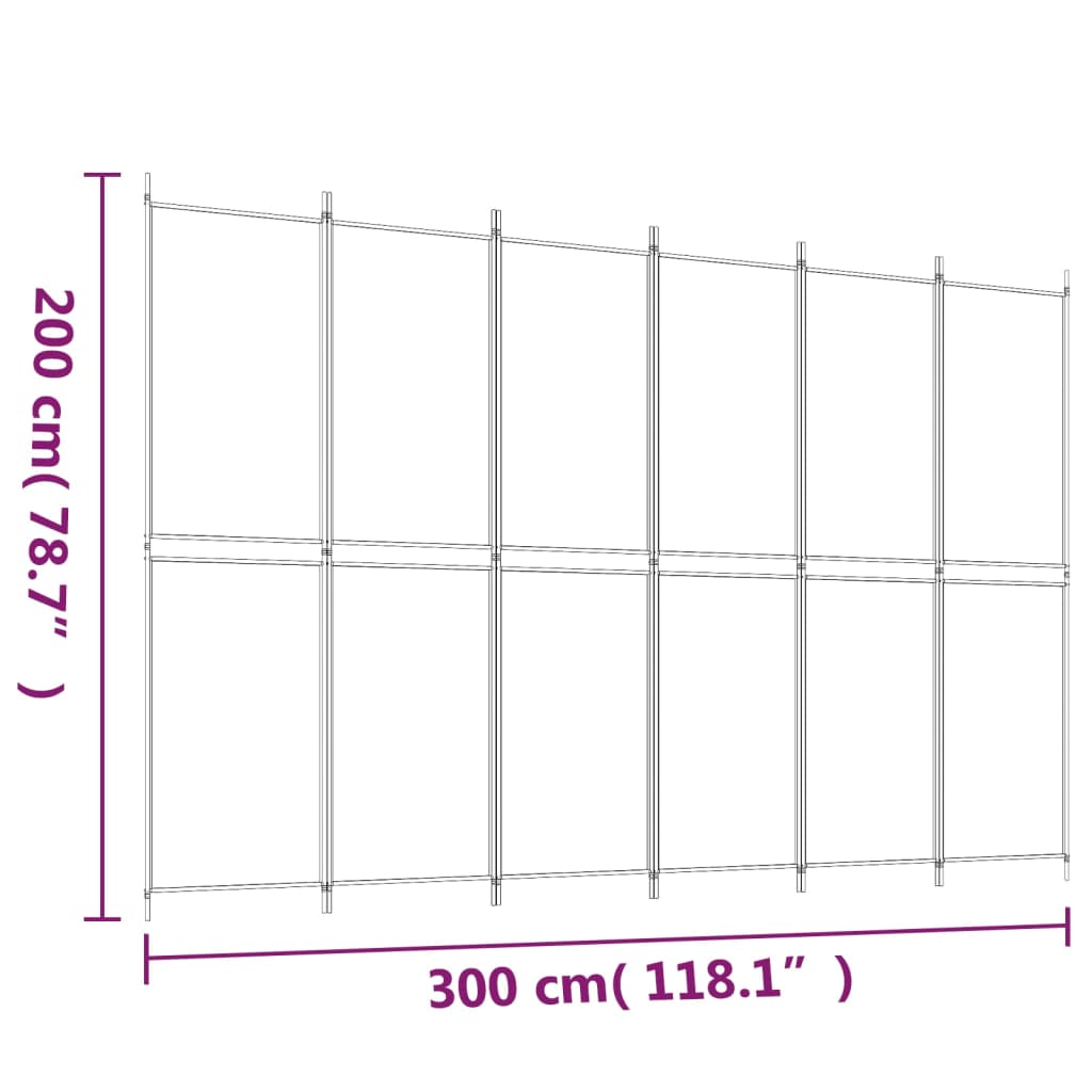 Kamerscherm met 6 panelen 300x200 cm stof wit is nu te koop bij PeponiXL, paradijselijk wonen!