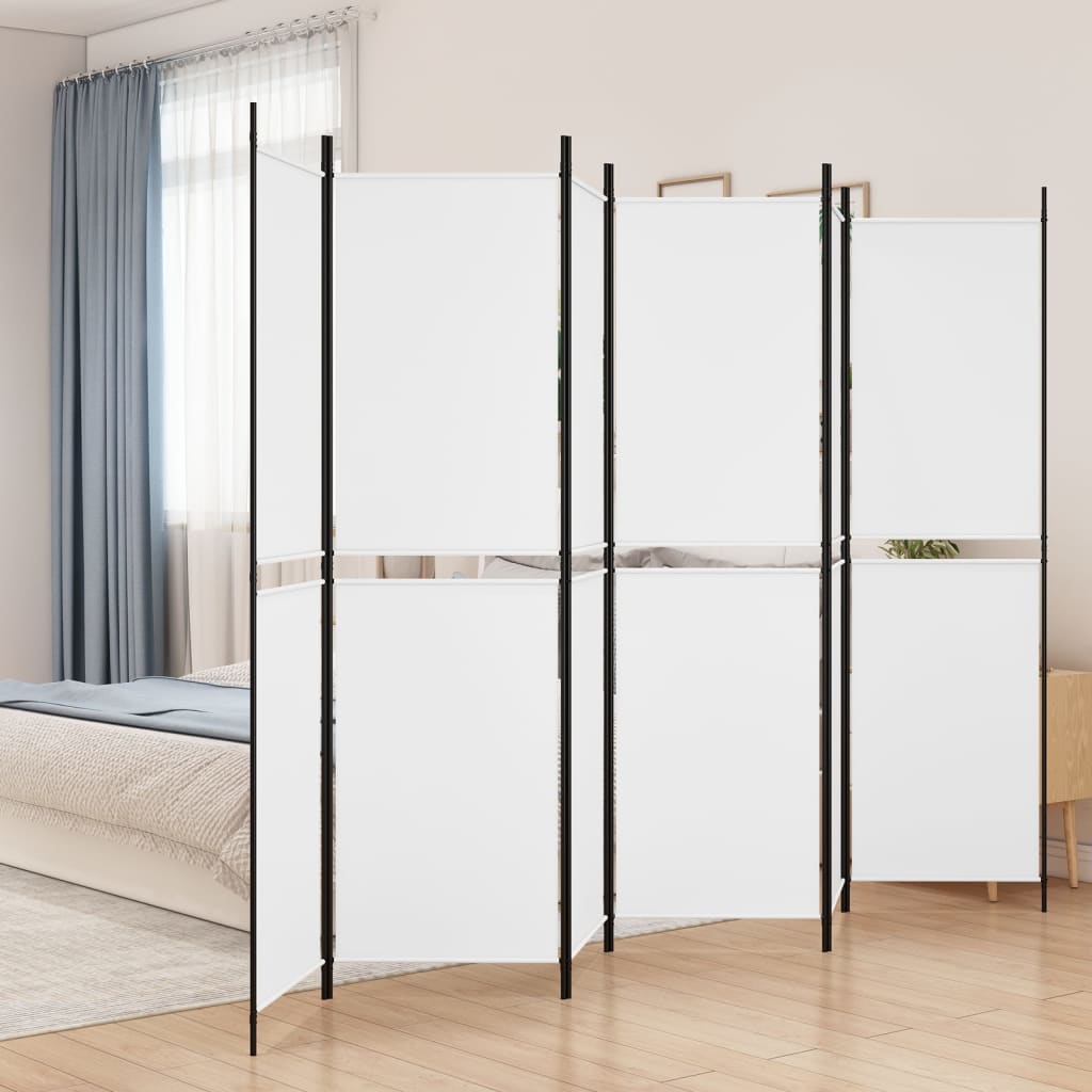 Kamerscherm met 6 panelen 300x200 cm stof wit is nu te koop bij PeponiXL, paradijselijk wonen!