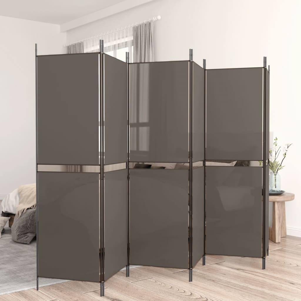 Kamerscherm met 6 panelen 300x200 cm stof antracietkleurig is nu te koop bij PeponiXL, paradijselijk wonen!