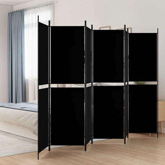 Kamerscherm met 6 panelen 300x200 cm stof zwart is nu te koop bij PeponiXL, paradijselijk wonen!