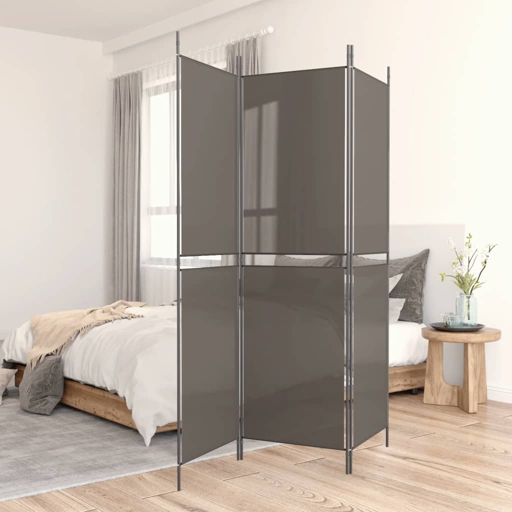 Kamerscherm met 3 panelen 150x220 cm stof antracietkleurig is nu te koop bij PeponiXL, paradijselijk wonen!