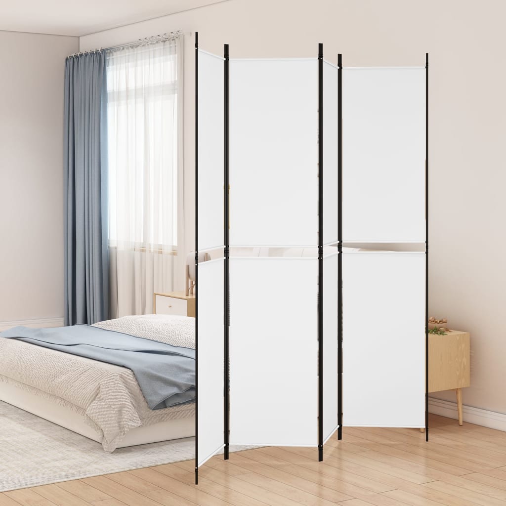 Kamerscherm met 4 panelen 200x220 cm stof wit is nu te koop bij PeponiXL, paradijselijk wonen!