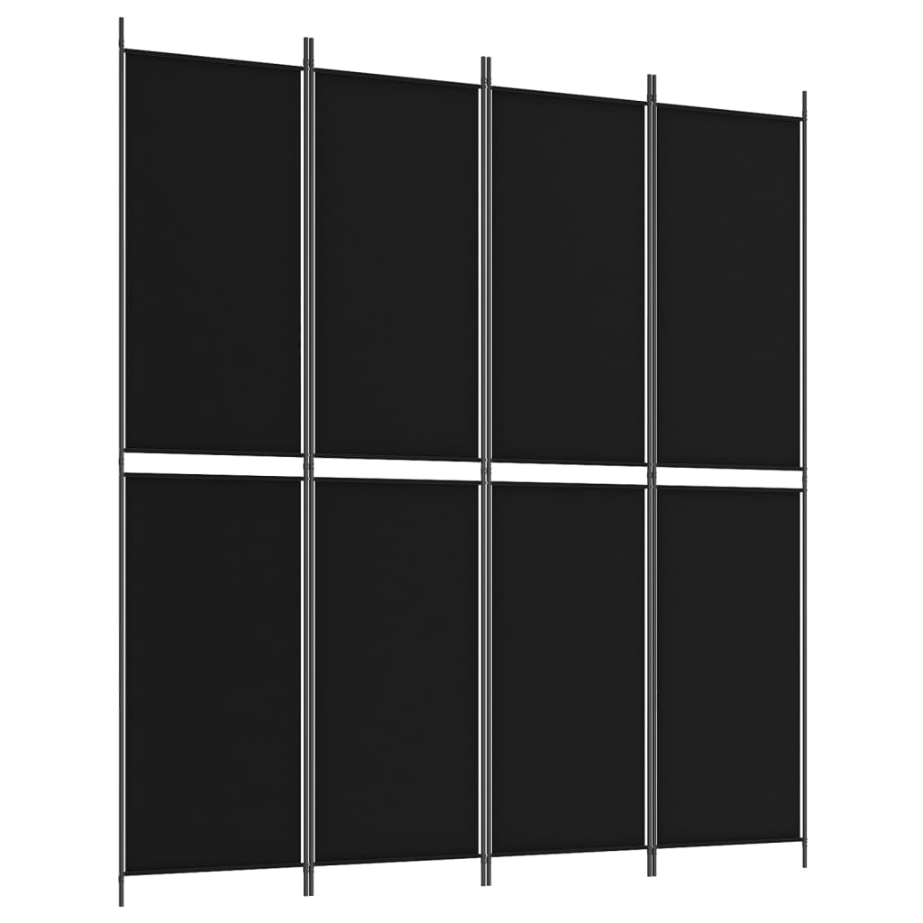 Kamerscherm met 4 panelen 200x220 cm stof zwart is nu te koop bij PeponiXL, paradijselijk wonen!