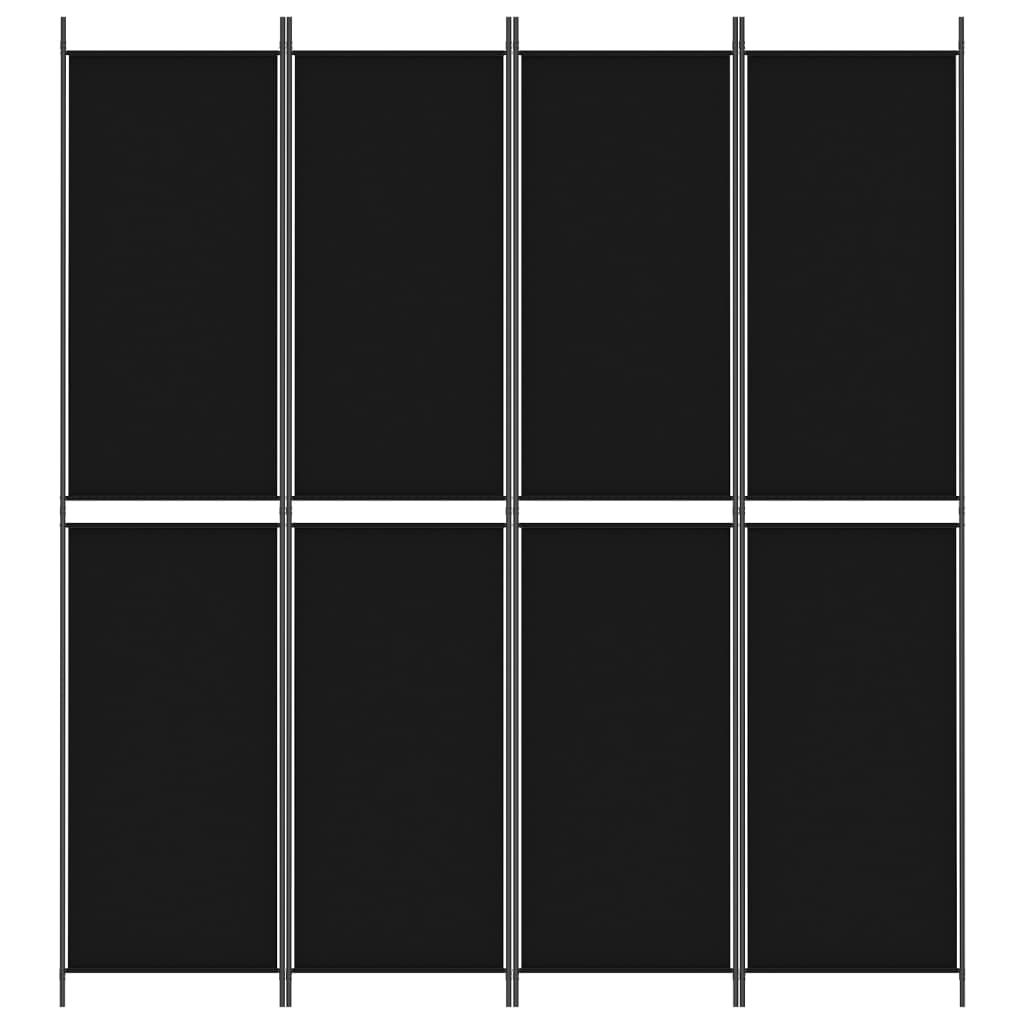 Kamerscherm met 4 panelen 200x220 cm stof zwart is nu te koop bij PeponiXL, paradijselijk wonen!