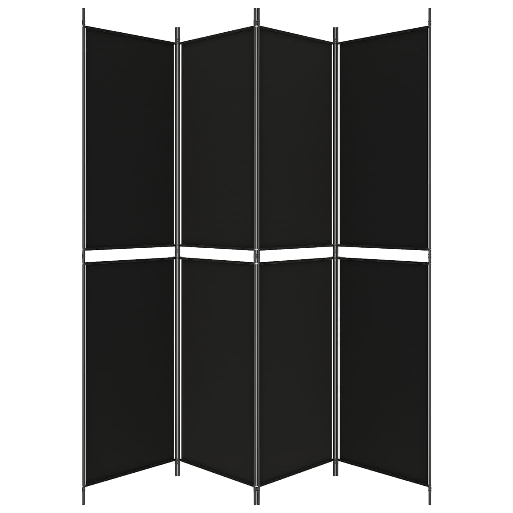 Kamerscherm met 4 panelen 200x220 cm stof zwart is nu te koop bij PeponiXL, paradijselijk wonen!