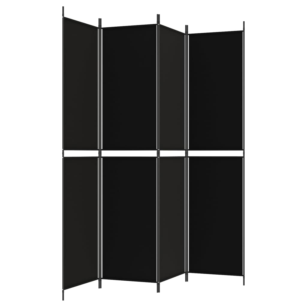 Kamerscherm met 4 panelen 200x220 cm stof zwart is nu te koop bij PeponiXL, paradijselijk wonen!