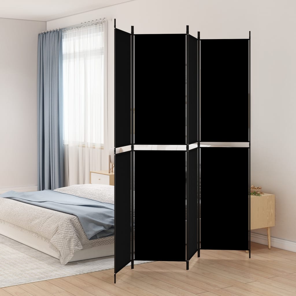 Kamerscherm met 4 panelen 200x220 cm stof zwart is nu te koop bij PeponiXL, paradijselijk wonen!