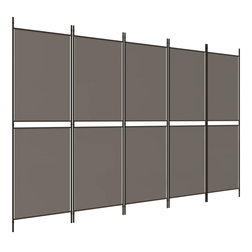 Kamerscherm met 5 panelen 250x220 cm stof antracietkleurig is nu te koop bij PeponiXL, paradijselijk wonen!
