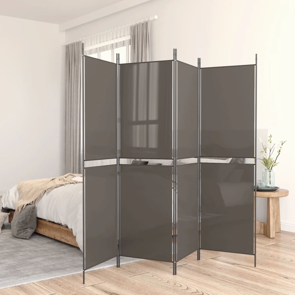 Kamerscherm met 5 panelen 250x220 cm stof antracietkleurig is nu te koop bij PeponiXL, paradijselijk wonen!