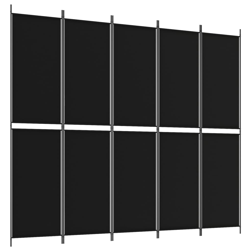 Kamerscherm met 5 panelen 250x220 cm stof zwart is nu te koop bij PeponiXL, paradijselijk wonen!