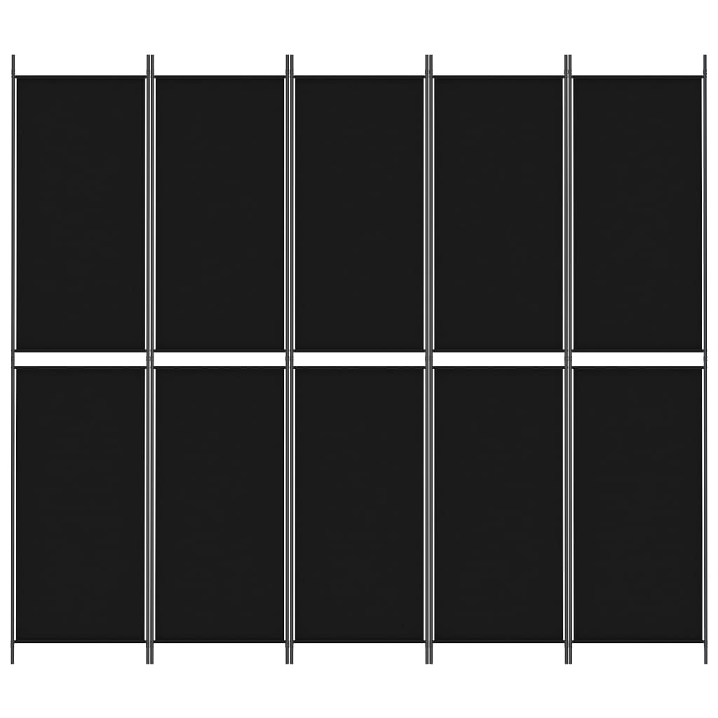 Kamerscherm met 5 panelen 250x220 cm stof zwart is nu te koop bij PeponiXL, paradijselijk wonen!