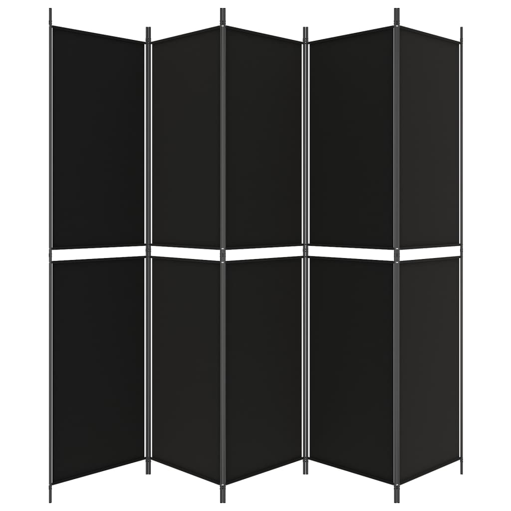 Kamerscherm met 5 panelen 250x220 cm stof zwart is nu te koop bij PeponiXL, paradijselijk wonen!
