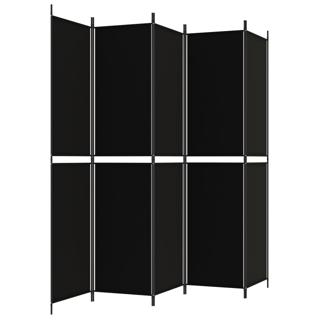 Kamerscherm met 5 panelen 250x220 cm stof zwart is nu te koop bij PeponiXL, paradijselijk wonen!
