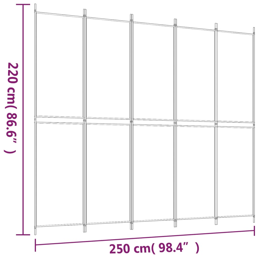 Kamerscherm met 5 panelen 250x220 cm stof zwart is nu te koop bij PeponiXL, paradijselijk wonen!