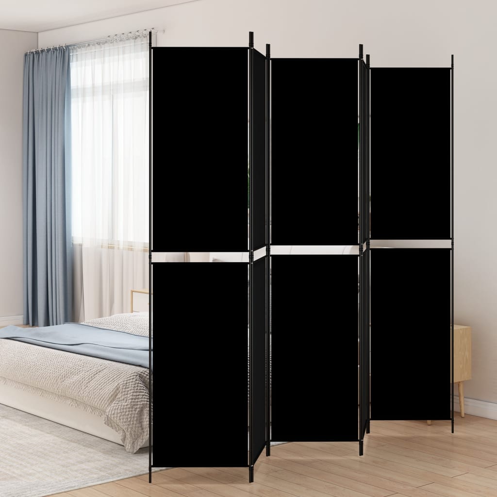 Kamerscherm met 5 panelen 250x220 cm stof zwart is nu te koop bij PeponiXL, paradijselijk wonen!