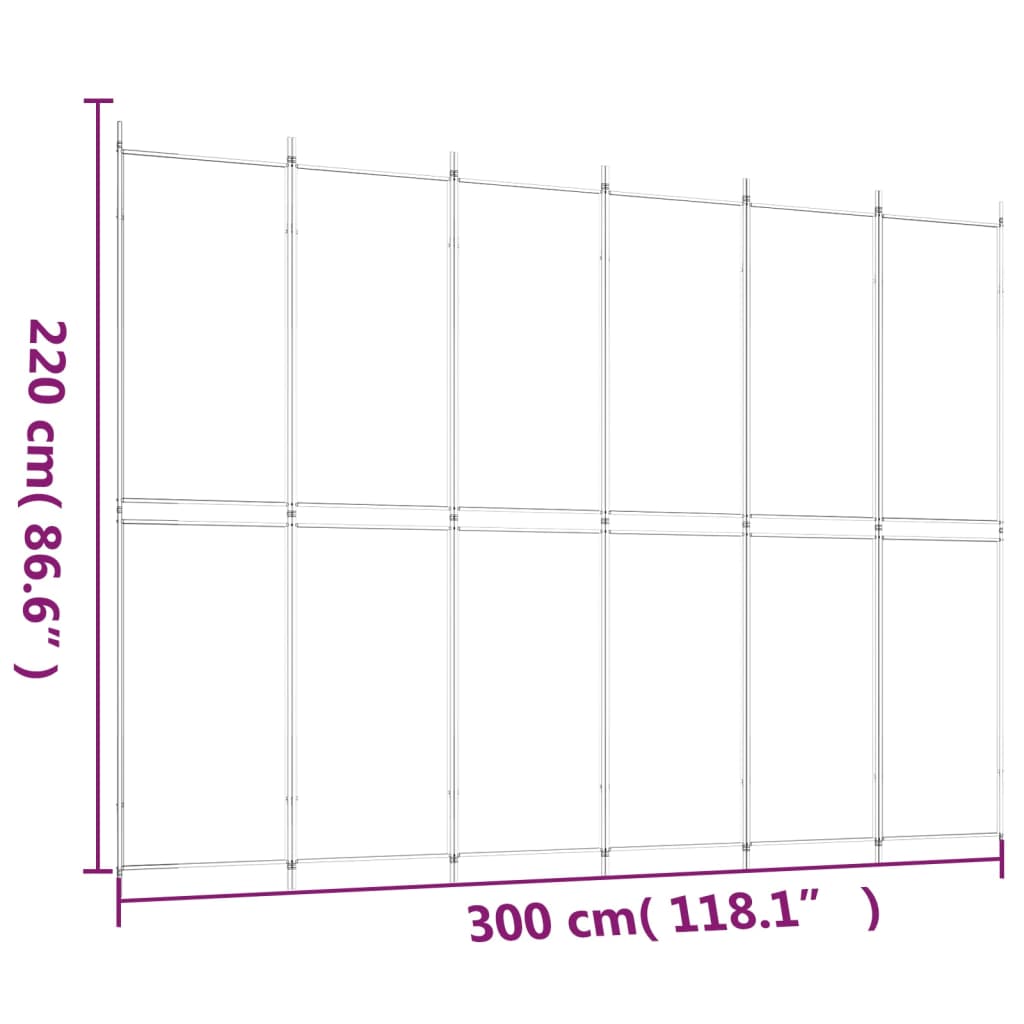 Kamerscherm met 6 panelen 300x220 cm stof wit is nu te koop bij PeponiXL, paradijselijk wonen!