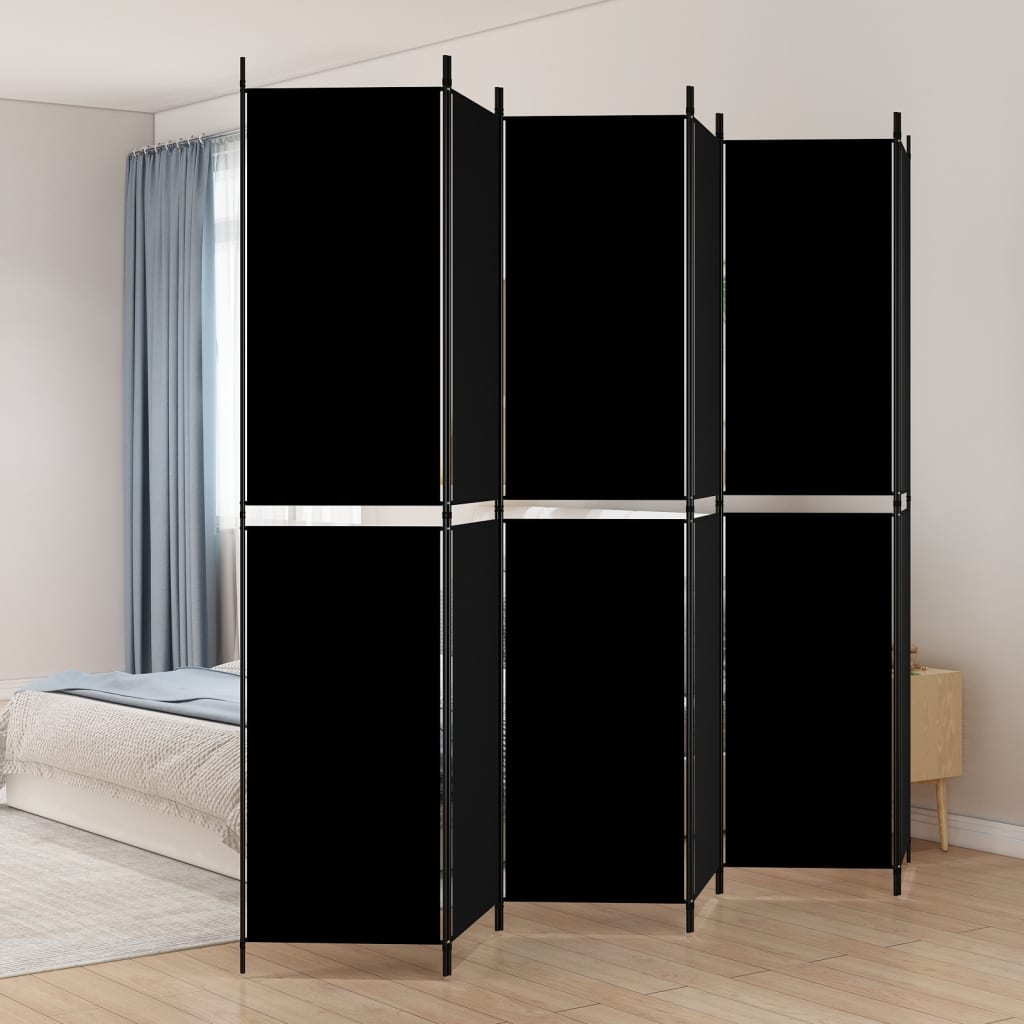 Kamerscherm met 6 panelen 300x220 cm stof zwart is nu te koop bij PeponiXL, paradijselijk wonen!