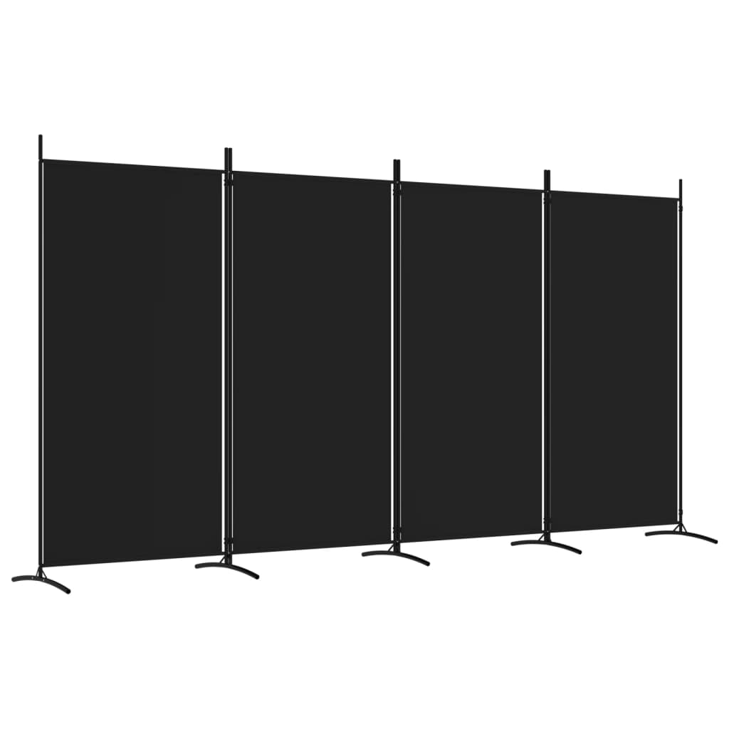Kamerscherm met 4 panelen 346x180 cm stof zwart is nu te koop bij PeponiXL, paradijselijk wonen!
